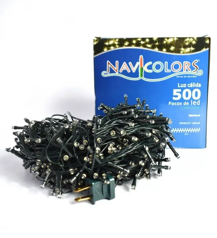 Serie Navideña Navicolors Serie 500 Luces LED Luz Cálida Cable Transparente