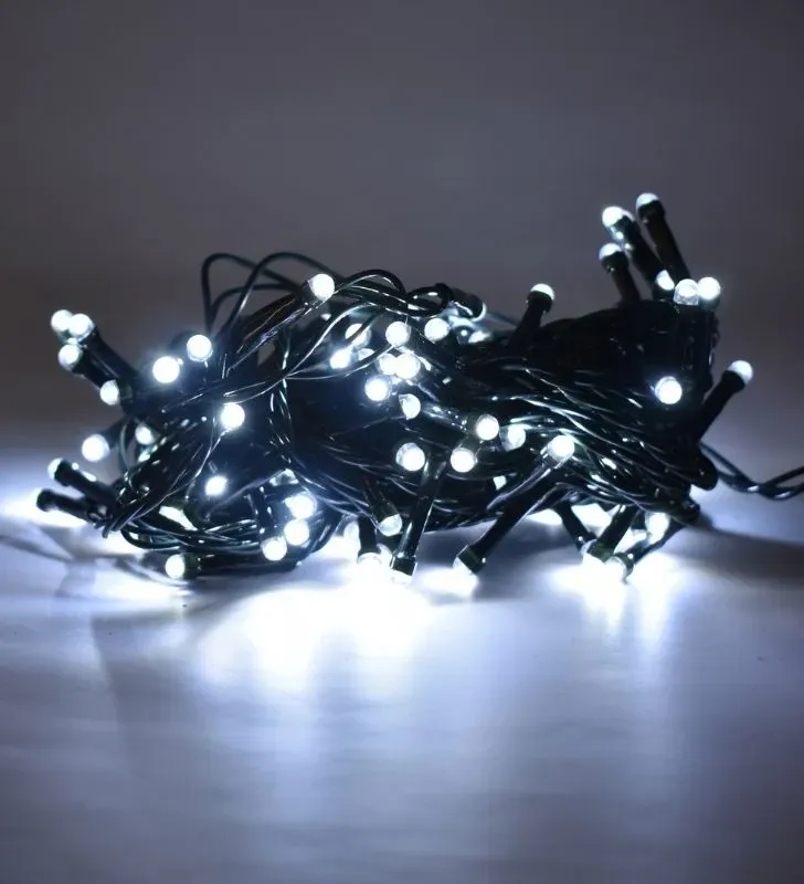 Serie Navideña Navicolors Serie 100 LED Luz Blanca Cable Verde