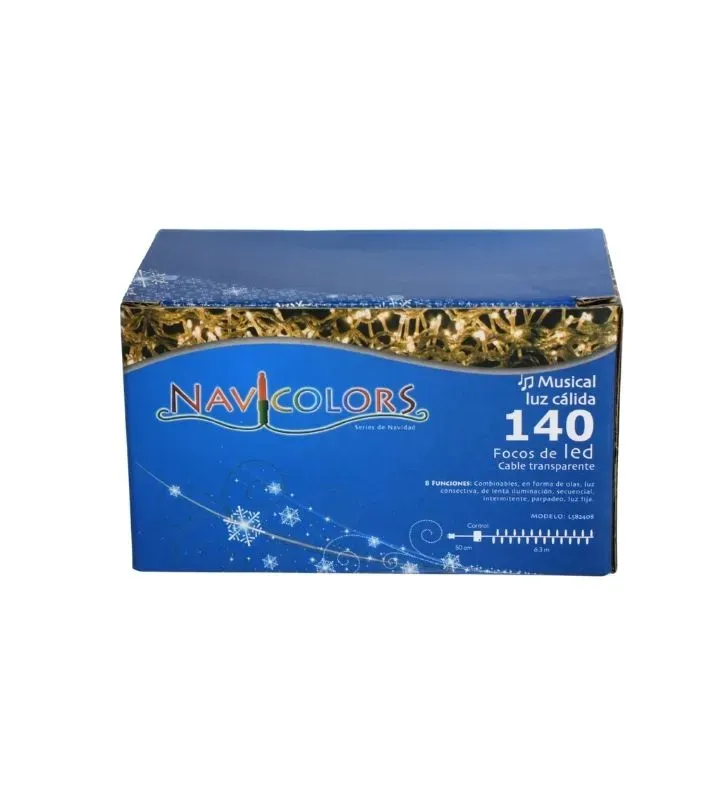 Serie Musical Serie Navicolors 140 LED Luz Cálida Musical – Cable Transparente