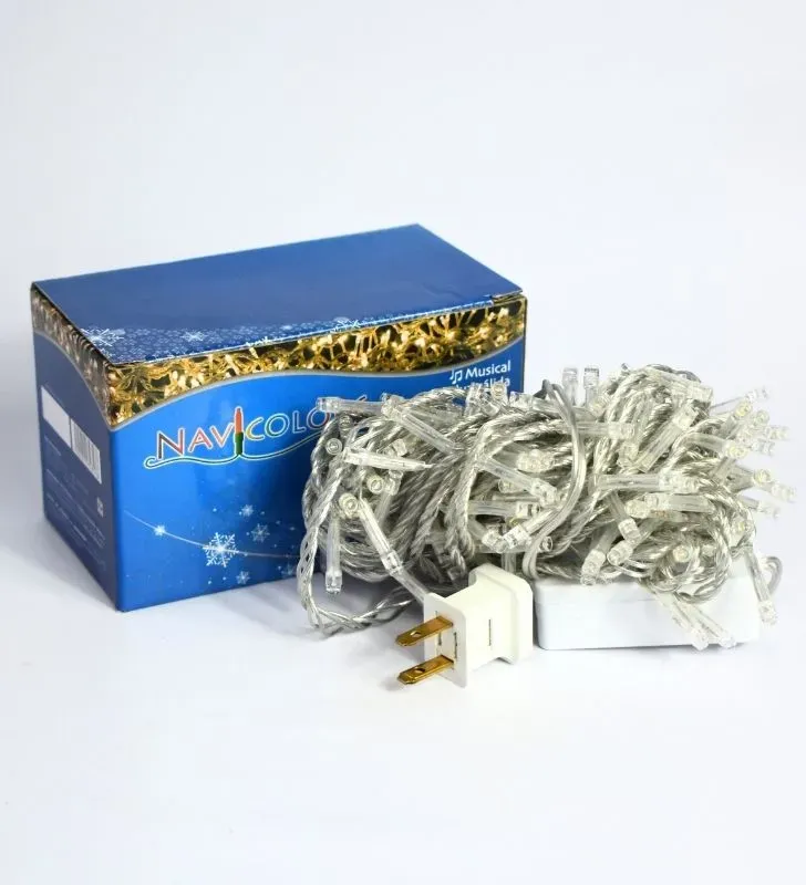 Serie Musical Serie Navicolors 140 LED Luz Cálida Musical – Cable Transparente