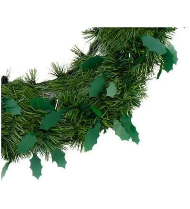 Corona Naviplastic Escarcha Boa Hojas Gigantes 50 cm – Decoración Navidad