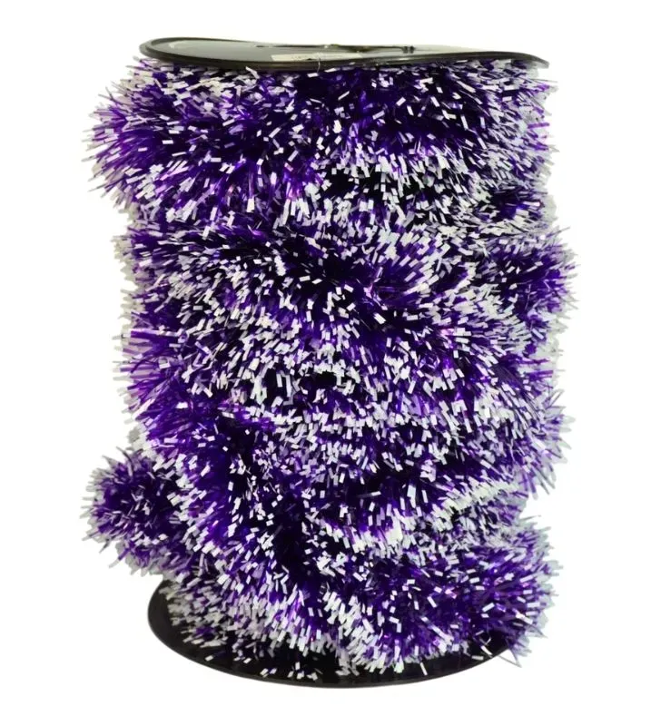 Guirnalda Navideña Crystal Janel No.10 Morado con Puntas Blancas 20 m