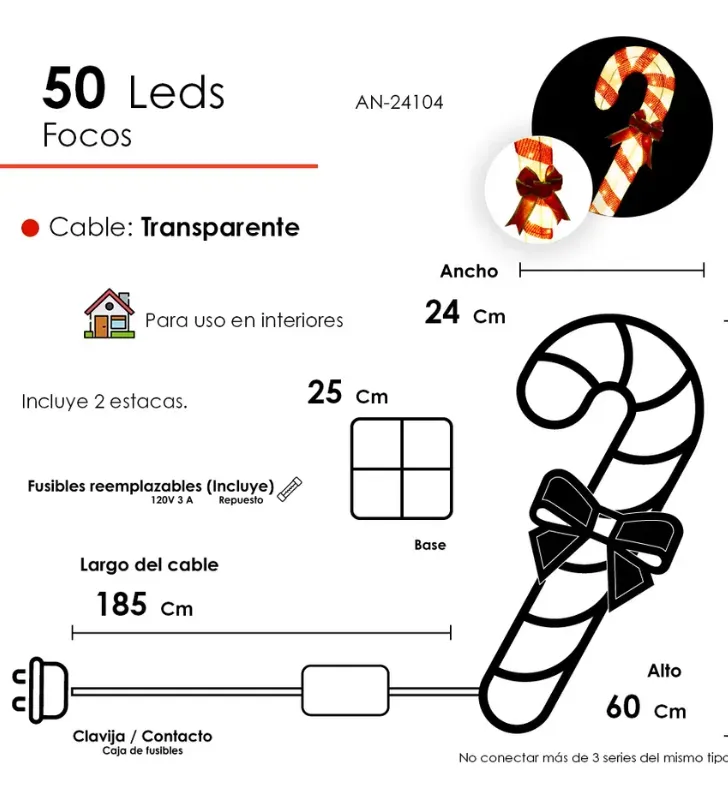 Bastón de Caramelo Navicolors AN-24104 – Decoración Navideña