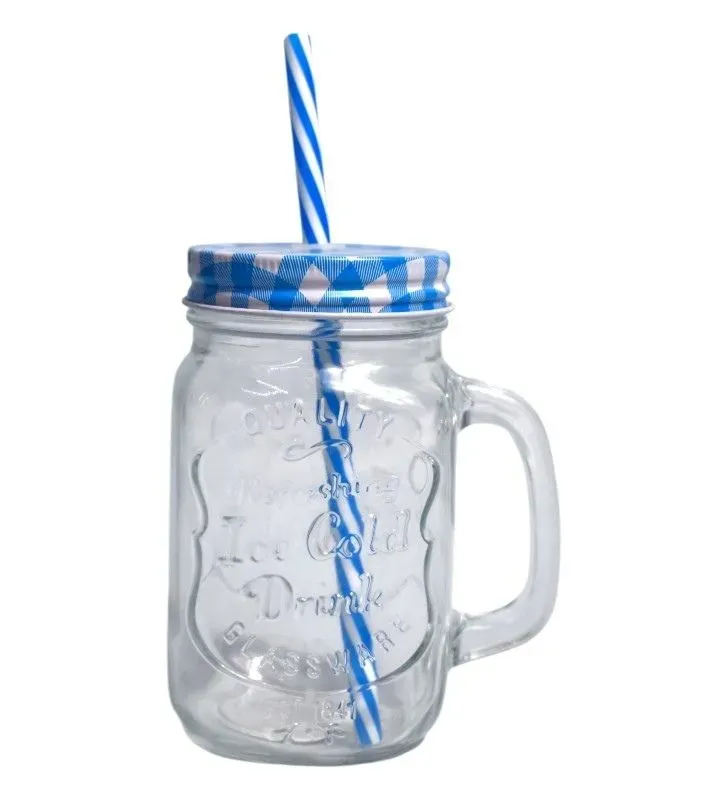 Vaso Botella Mason 500 ml Cuisine Spot - Tapa Metálica y Popote