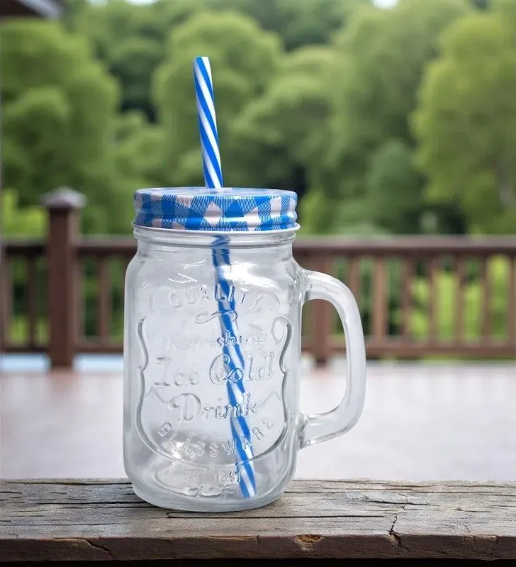 Vaso Botella Mason 500 ml Cuisine Spot - Tapa Metálica y Popote