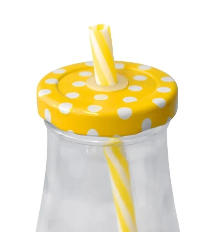 Mason Cristal 480 ml con Popote | Cuisine Spot | Colores: Amarillo, Rojo, Verde, Azul