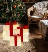 Set Decorativo Navideño 3 Cajas Regalo Luces LED Base Metal