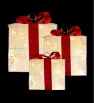 Set Decorativo Navideño 3 Cajas Regalo Luces LED Base Metal