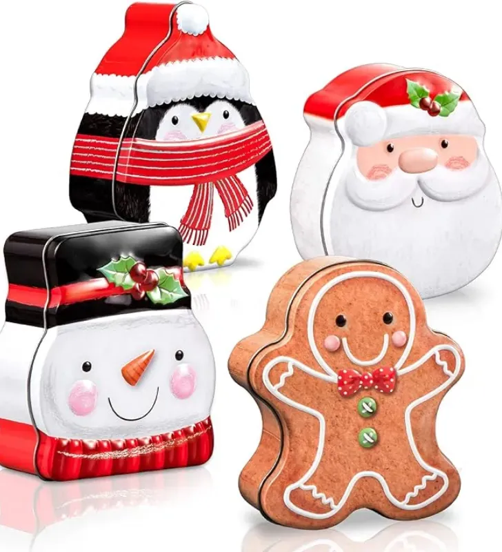 Caja metálica de Navidad para galletas – diseños festivos con tapa