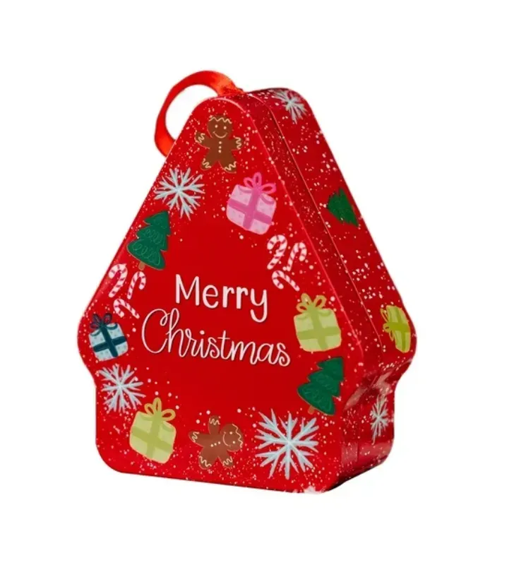 Caja de dulces navideña roja – diseño con dibujos de regalo golosinas pan de jengibre