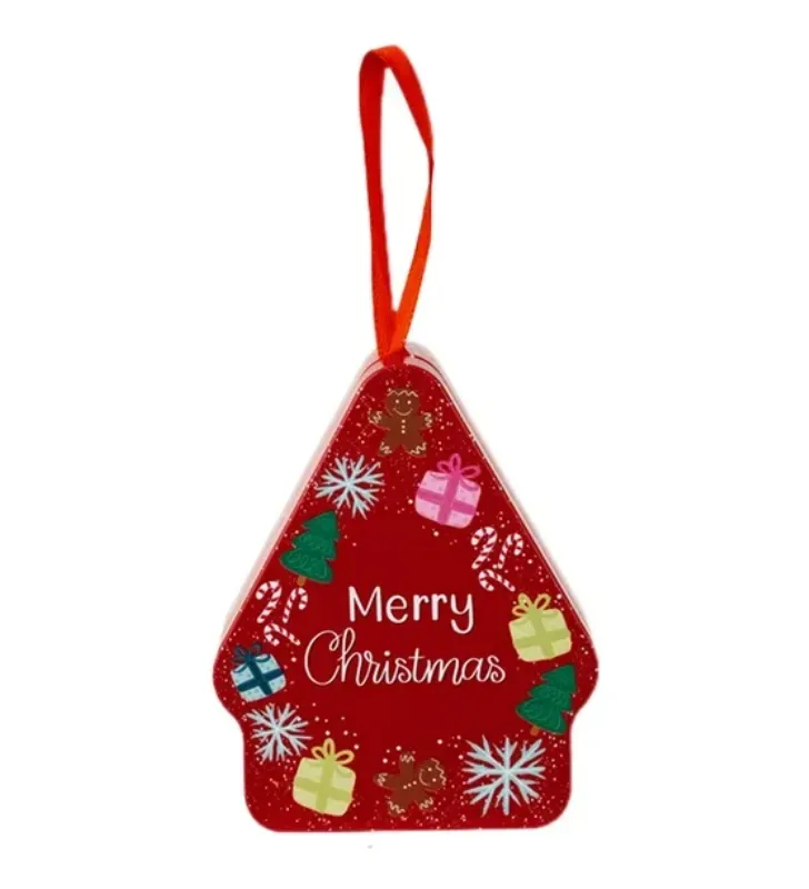 Caja de dulces navideña roja – diseño con dibujos de regalo golosinas pan de jengibre