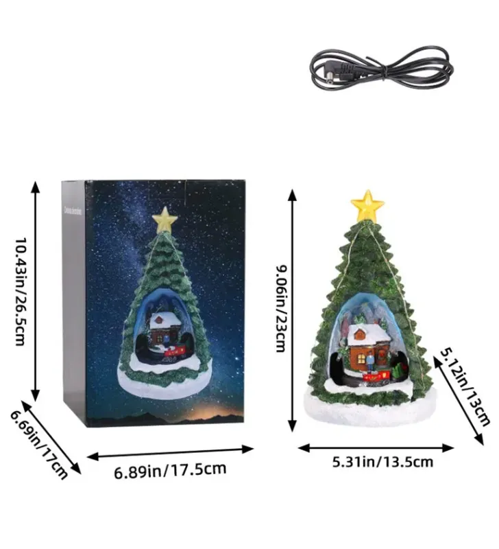 Caja de música navideña “Mini árbol + luz nocturna” – Decoración de Navidad