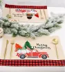 Mantel de Lino Café Navideño – Camioneta Gnomos Pinos