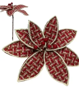 Nochebuena Navideña Flor Decorativa – Decoración para Árbol o Mesa