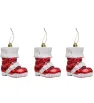 Set 3 Adornos Bota Papá Noel Plástico Rojo – Irrompible