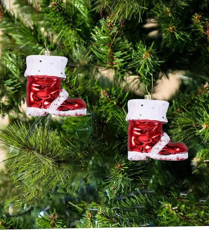 Set 3 Adornos Bota Papá Noel Plástico Rojo – Irrompible