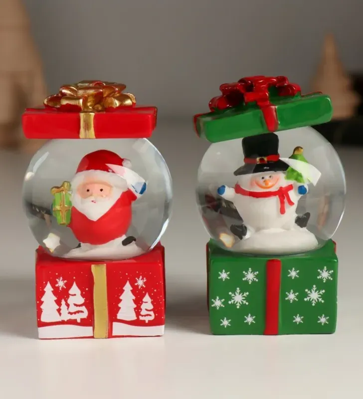 Mini esferas de Nieve Navideños – Santa, Reno, Pingüino