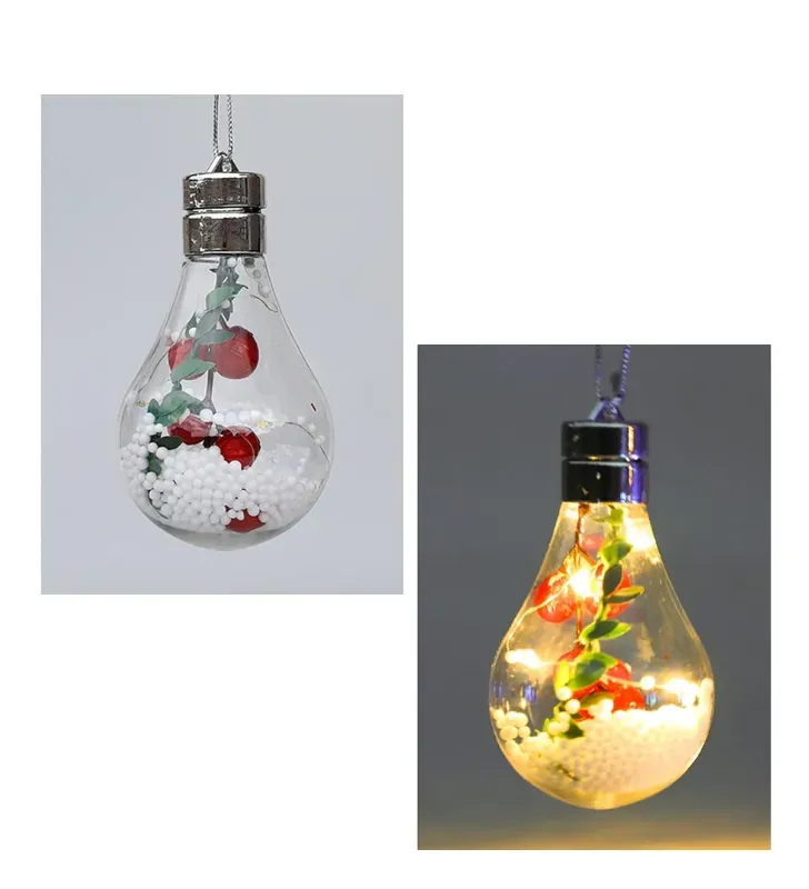Adornos Bombilla LED Transparente Navidad – Set Decorativo