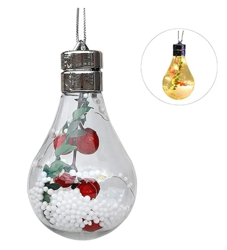 Adornos Bombilla LED Transparente Navidad – Set Decorativo