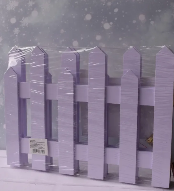 Valla decorativa navideña blanca de madera – largo ~1.6 m aproximadamente