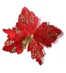 Flor de nochebuena artificial roja con detalles dorados
