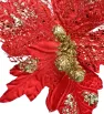 Flor de nochebuena artificial roja con detalles dorados