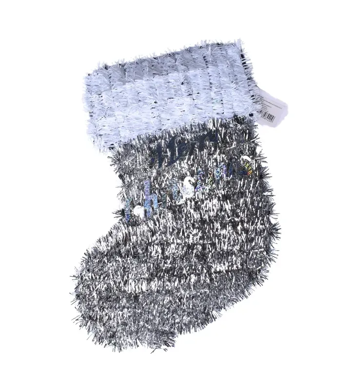 Calcetín navideño glitter “Merry Christmas” – rojo, verde, dorado y plata (~30 cm)