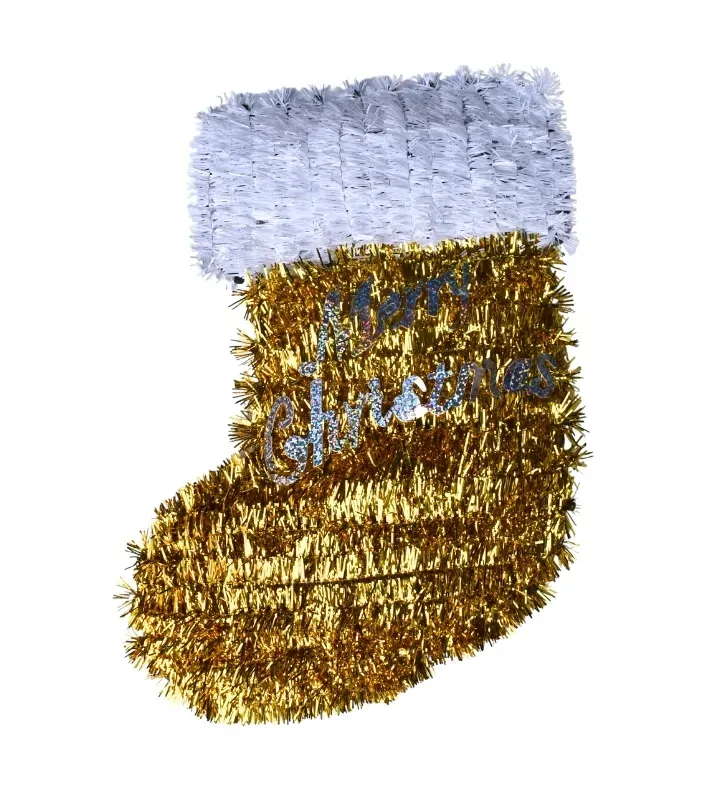 Calcetín navideño glitter “Merry Christmas” – rojo, verde, dorado y plata (~30 cm)