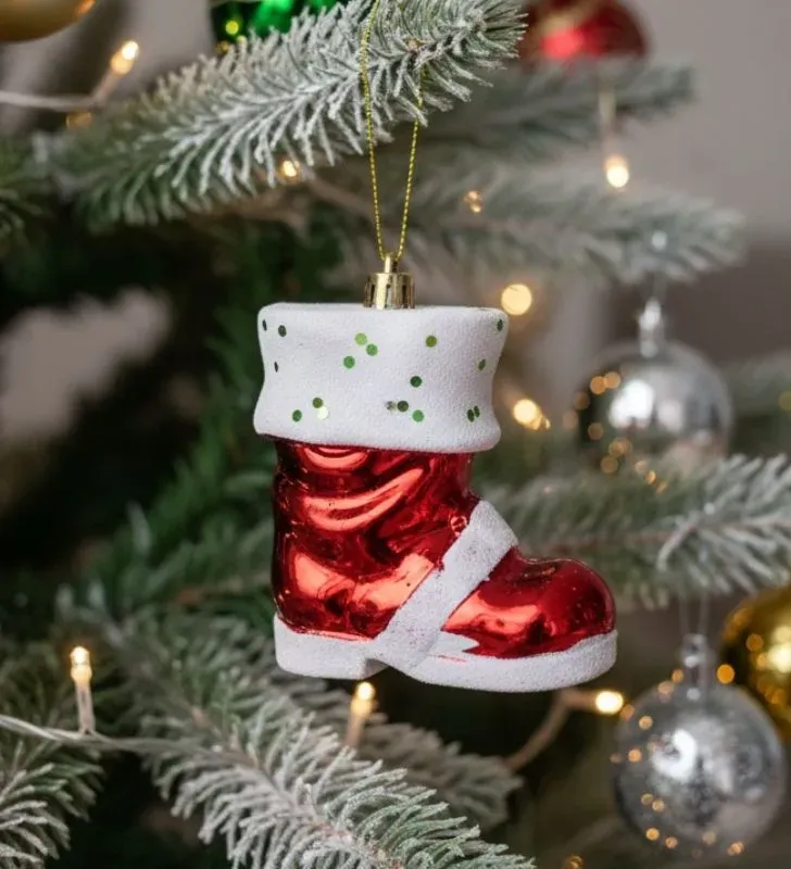 Set 3 Adornos Bota Papá Noel Plástico Rojo – Irrompible