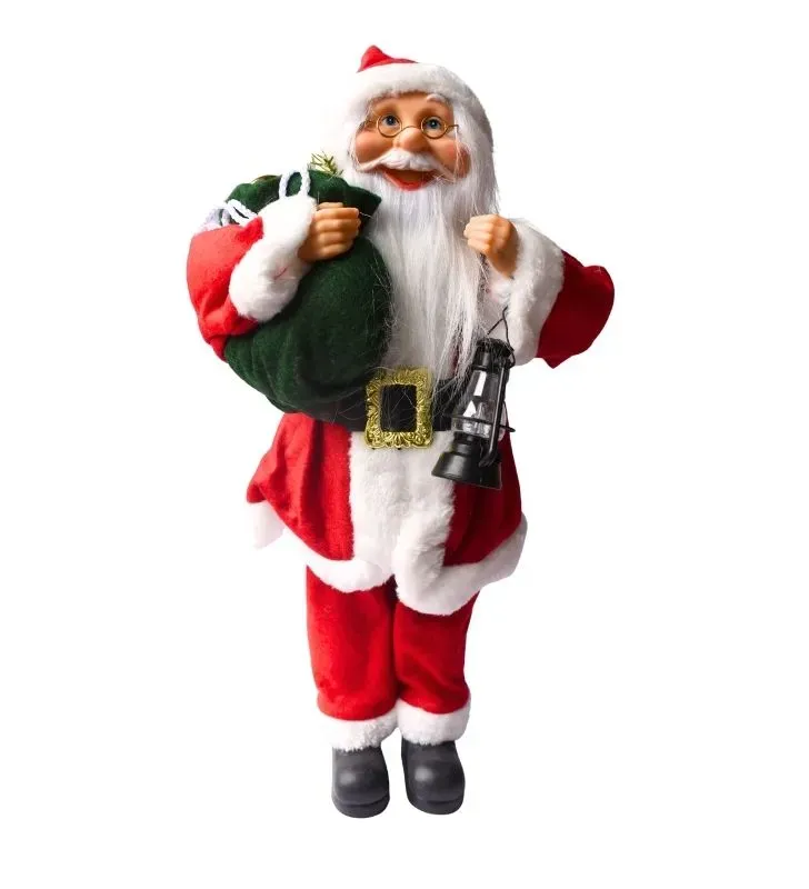 Figura Decorativa Santa Claus Linterna Saco – Adorno Navideño
