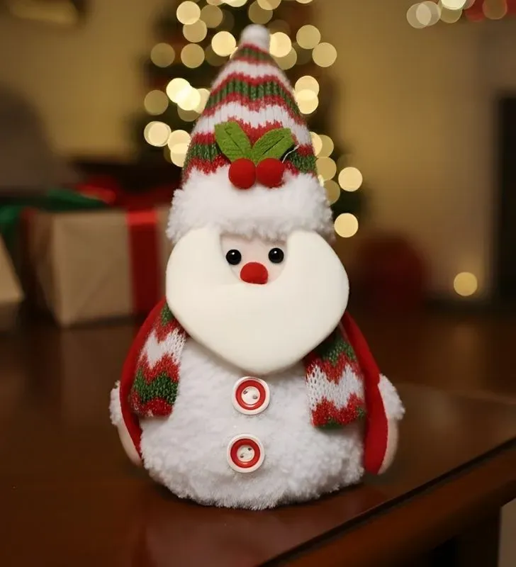 Figuras Navideñas Felpa Santa Claus y Muñeco Nieve