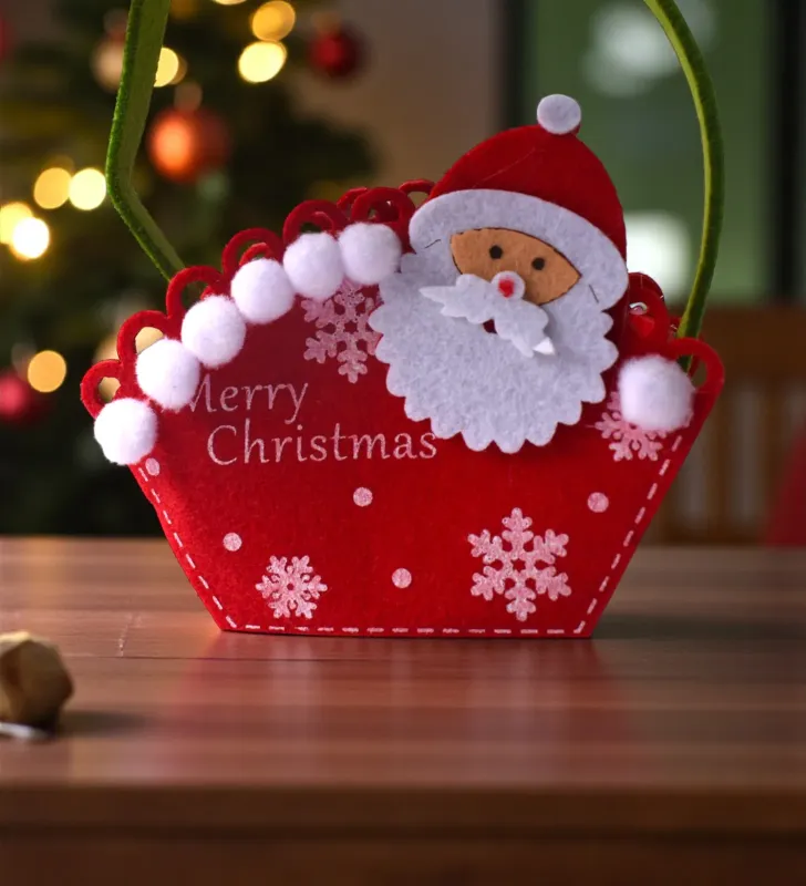 Bolsa navideña de fieltro pequeña – diseños oso, muñeco de nieve, Santa Claus