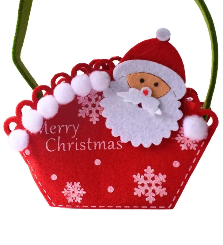 Bolsa navideña de fieltro pequeña – diseños oso, muñeco de nieve, Santa Claus