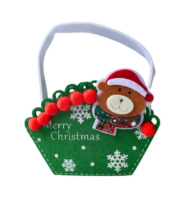 Bolsa navideña de fieltro pequeña – diseños oso, muñeco de nieve, Santa Claus