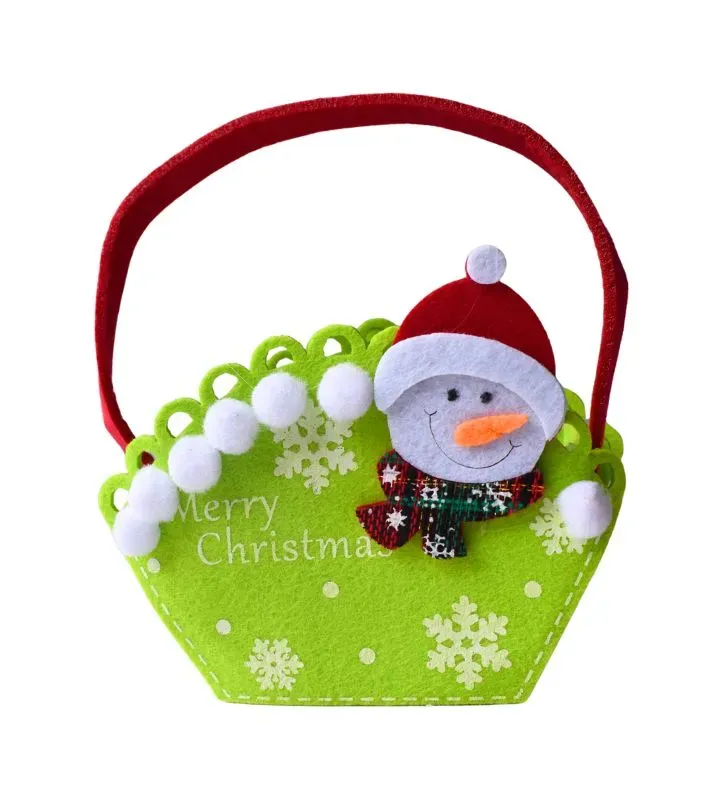 Bolsa navideña de fieltro pequeña – diseños oso, muñeco de nieve, Santa Claus