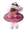 Colgante de tela “Feliz Navidad” – tonos rosa, blanco y gris – Santa, Muñeco de Nieve, reno de santa