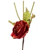 Rosa Roja con Glitter Dorado – Pick Decorativo de navidad