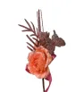 Pick Floral de Rosa y Mariposa con brillo Rosa Dorado - Decoración navideña