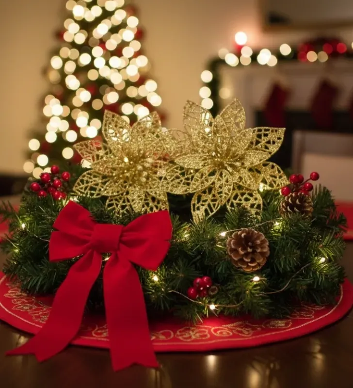 Set de nochebuenas Caladas de brillos – Adornos Navideños