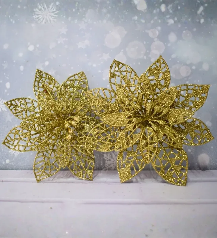 Set de nochebuenas Caladas de brillos – Adornos Navideños