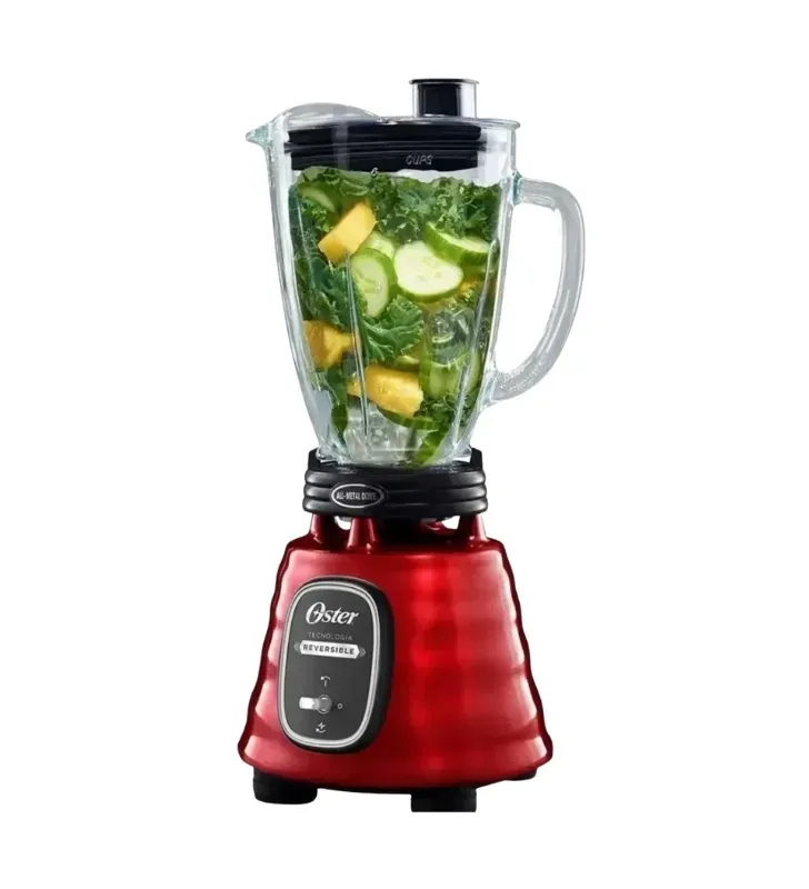 Licuadora Oster Clásica Roja 1000W Reversible | Vaso Vidrio Boroclass® | BLSTBESTR