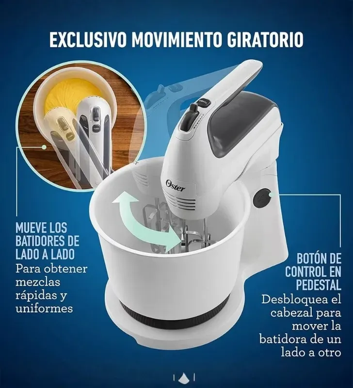 Batidora Oster 2 en 1 (Mano y Pedestal) 6 Velocidades 250W