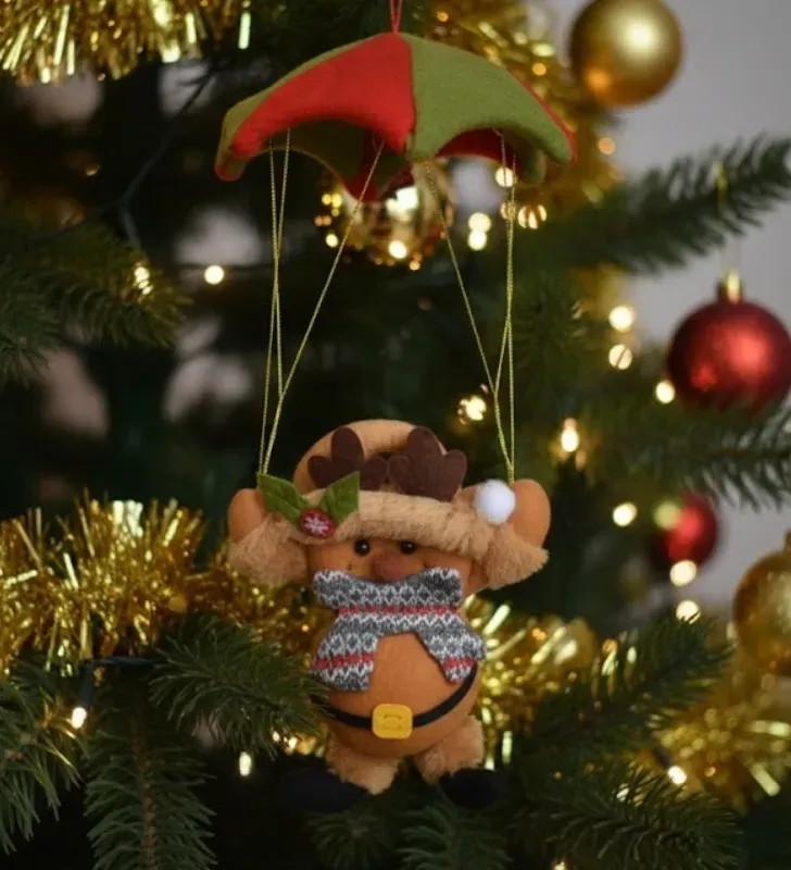 Muñeco Reno Paracaidista de Peluche – Colgante Navideño