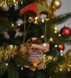 Muñeco Reno Paracaidista de Peluche – Colgante Navideño
