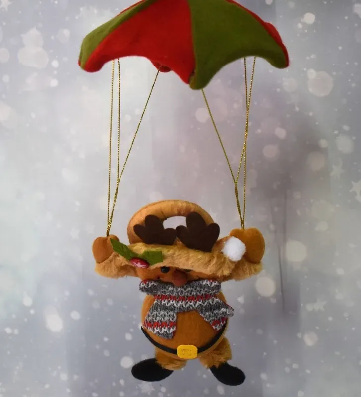 Muñeco Reno Paracaidista de Peluche – Colgante Navideño