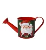 Regadera Metálica Decorativa con Santa Claus – Recipiente Navideño Rojo y Verde