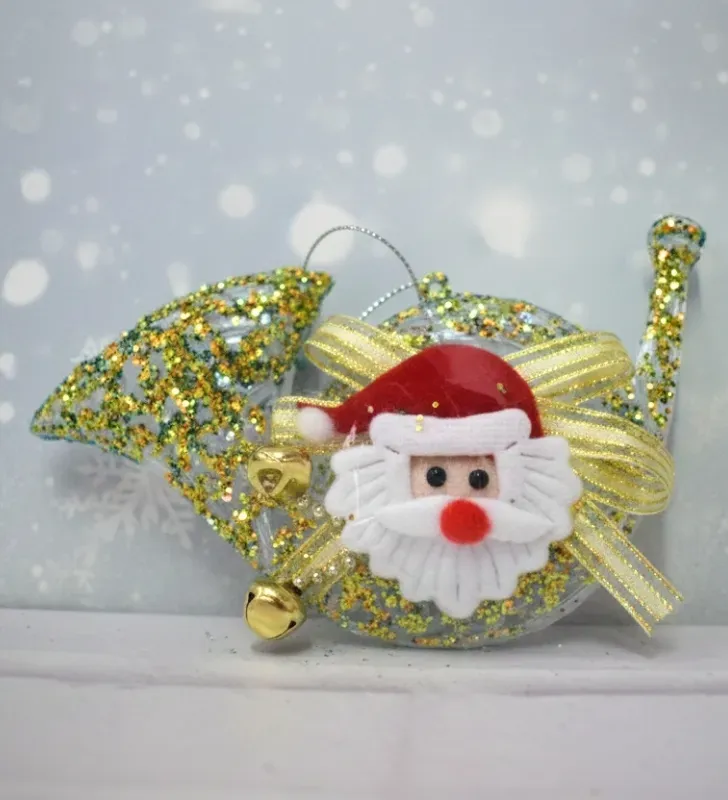 Colgante trompeta con Glitter Dorado y Santa Claus