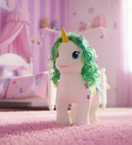 Unicornio con silbato – Juguete infantil con melena rizada
