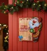 Colgante Iluminado "Feliz Navidad" Rústico con Santa Claus Asomándose y brillos