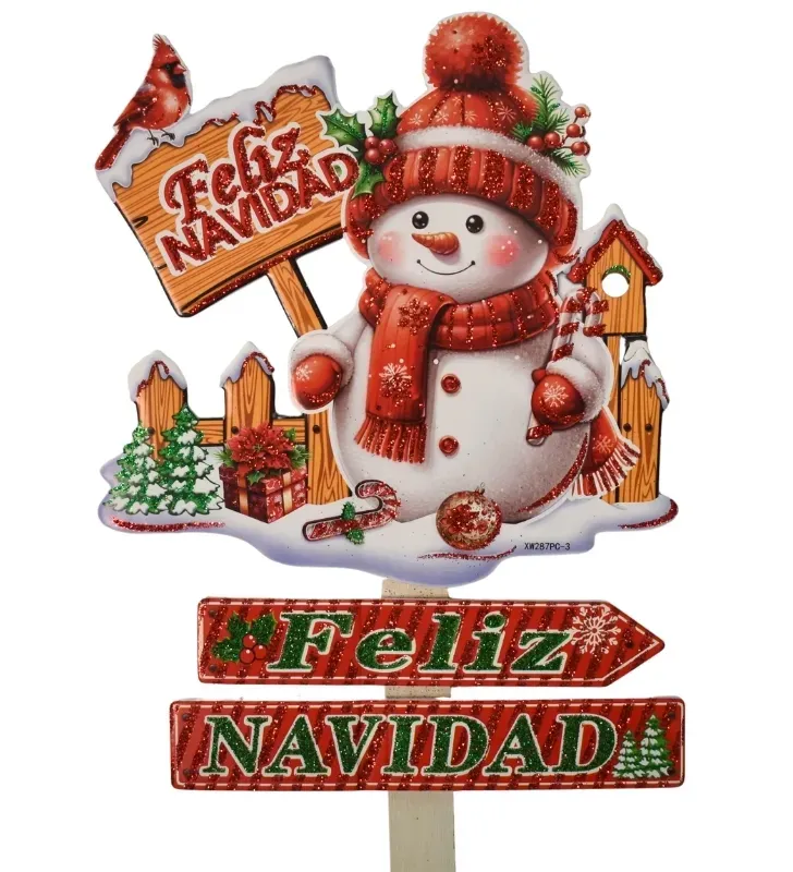 Letrero Navideño Muñeco de Nieve - "Feliz Navidad"
